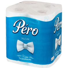 Туалетная бумага Pero Talcum 3-слойная, 6 рулонов, белая ПЕРО