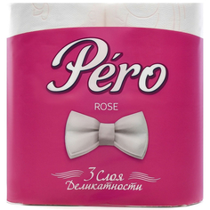 Туалетная бумага Pero Rose 3-слойная, 4 рулона, белая ПЕРО