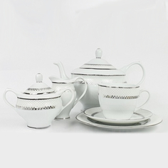 Сервиз чайный Porcelana Bogucice Dama Platin 6 персон 15 предметов