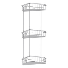 Полочка-решетка с крючками угловая 3-х ярусная (хром) FBS RYN 009