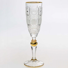 Набор бокалов для шампанского Bohemia Jihlava 500pk отводка золото, золотой шар 180 мл 6 шт