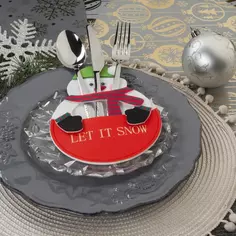 Конверт для столовых приборов Let It Snow Снеговик красный Remiling Household