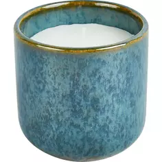 Свеча в керамическом подсвечнике Цитрон коричнево-синяя 9.3 см Atmosphera