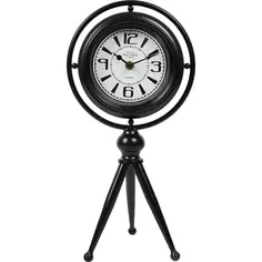 Часы настольные Dream River Прожектор YZ20428 круглые металл цвет черный бесшумные ø19.5