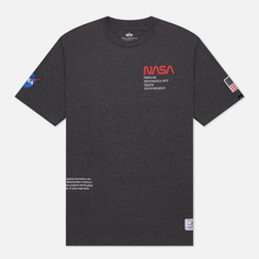 Мужская футболка Alpha Industries NASA Worm Logo Gen II, цвет серый, размер XXL