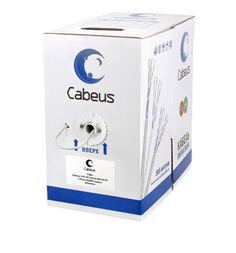 Кабель витая пара U/UTP 5e кат. 2 пары Cabeus UTP-2P-Cat.5e-SOLID-LSZH-GY (24 AWG), одножильный, серый LSZH, нг(А)-HF, (305 м)