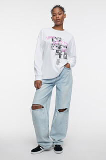 джемпер женский Лонгслив oversize хлопковый с принтом Befree