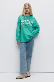 джемпер женский Лонгслив oversize хлопковый с принтом Befree