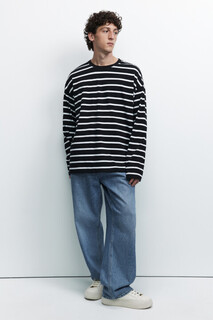 футболка мужская Лонгслив oversize хлопковый с принтом в полоску Befree