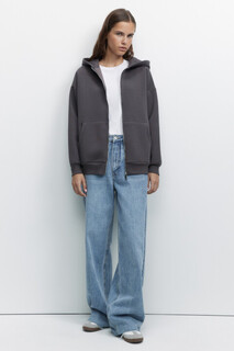 куртка женская Толстовка oversize хлопковая на молнии с капюшоном Befree