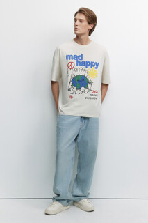 футболка мужская Футболка oversize хлопковая с принтом и надписью Befree