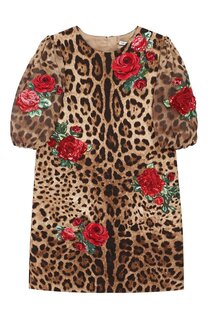 Платье из хлопка и шелка Dolce & Gabbana