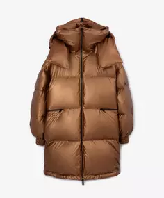 Пальто оверсайз зимнее с капюшоном золотистого цвета GLVR (S-M)