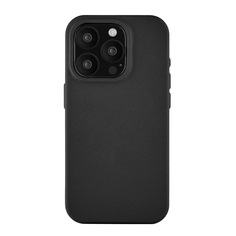 Чехол-накладка uBear Capital Case для iPhone 15 Pro, кожа, черный