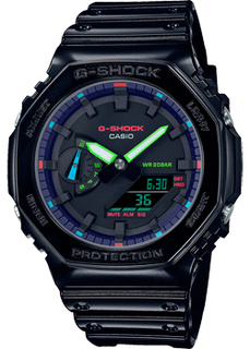 Японские наручные мужские часы Casio GA-2100RGB-1A. Коллекция G-Shock