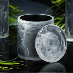 Контейнер для ватных дисков, 8.5х9.7 см, мрамор, пластик, серый мрамор, RE1320AA-CT