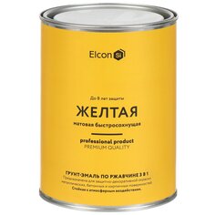 Грунт-эмаль Elcon, 3в1 матовая, по ржавчине, смоляная, желтая, RAL 1023, 0.8 кг