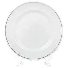 Тарелка десертная, керамика, 20 см, отводка золотом, круглая, Идиллия, Добрушский фарфоровый завод, 4С0166Ф34