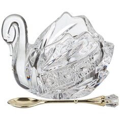 Икорница стекло, Lefard, Muza Crystal Лебедь, 11х7х8.5, с ложкой, 195-112