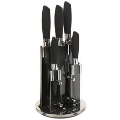 Набор ножей 6 предметов, нержавеющая сталь, рукоятка пластик, с подставкой, акрил, Daniks, Эпика, JA20200947