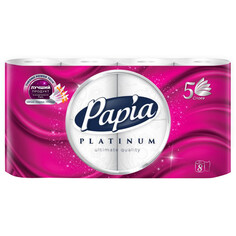 Бумага туалетная бумага туалетная PAPIA Platinum 8шт в уп. 5-слойные 85 листов без аромата