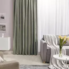 Штора на ленте «Печать Бархат» 200x270 см цвет серый Amore Mio