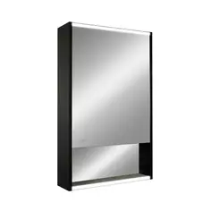 Шкаф зеркальный подвесной Line с LED-подсветкой 60x80 см цвет черный Без бренда