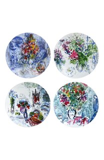 Набор из 4-х салатных тарелок Les Bouquets de Fleurs de Marc Chagall Bernardaud