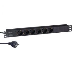 Блок розеток Exegate ServerPro PDU-19H602 Al-6S-EU2CU EX280827RUS (19", 1U, Алюминий, 6 Schuko, кабель с евровилкой VDE-250V-16A-3*1.5mm2, медь, 2метр