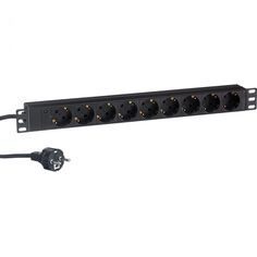 Блок розеток Exegate ServerPro PDU-19H903 Al-9S-EU2CU EX280849RUS (19", 1U, Алюминий, 9 Schuko, кабель с евровилкой VDE-250V-16A-3*1.5mm2, медь, 2 мет