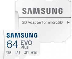 Карта памяти MicroSDXC 64GB Samsung MB-MC64KA Class10, EVO PLUS + adapter