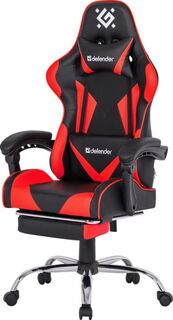 Кресло Defender PILOT 64354 игровое, черно-красное, полиуретан высокой плотности, газпатрон 3кл, ролики 60мм, подножка