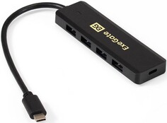 Концентратор Exegate EX293986RUS 4-в-1 (кабель-адаптер USB Type C --> 4xUSB3.0, Plug&Play, черный)