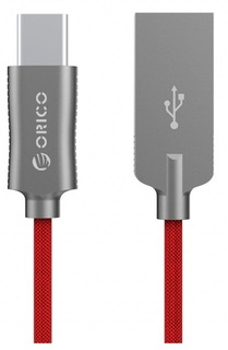 Кабель Orico HCU-10-RD (красный), USB2.0/Charge3A Type A(m)/Type C(m),1,0 м, круглый, оплетка нейлон