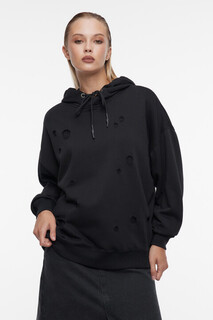 джемпер женский Худи oversize рваная с подкладкой и капюшоном Befree