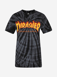 Футболка женская Thrasher Flame Logo Tie Dye, Черный