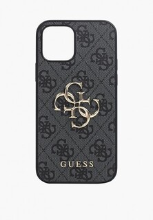 Чехол для iPhone Guess 12/12 Pro, PU 4G Big metal logo Grey