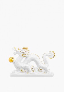 Фигурка декоративная Elan Gallery Китайский дракон, белая с золотом, 15х4х9 см