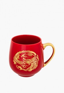 Кружка Elan Gallery 530 мл, 13,5х10,5х10,7 см, Золотой дракон на красном, NEW BONE CHINA