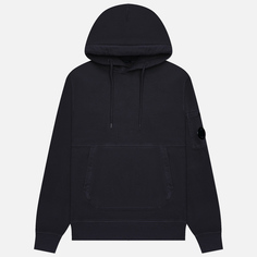 Мужская толстовка C.P. Company Brushed & Emerized Diagonal Fleece Lens Hoodie Garment Dyed, цвет синий