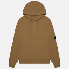 Мужская толстовка C.P. Company Brushed & Emerized Diagonal Fleece Lens Hoodie Resist Dyed, цвет оливковый