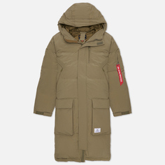 Мужской пуховик Alpha Industries Long Puffer Parka, цвет оливковый, размер XXL