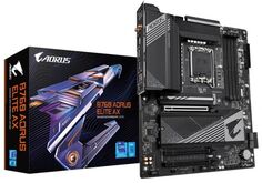 Материнская плата ATX GIGABYTE B760 AORUS ELITE AX (LGA1700, B760, 4*DDR5 (7600), 4*SATA 6G RAID, 2*M.2, 2*PCIE, 2.5Glan, WiFi, BT, HDMI, DP, USB Typ