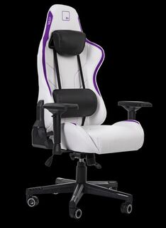 Кресло игровое WARP Xn бело-фиолетовое, экокожа, алькантара, регулируемый угол наклона, механизм качания