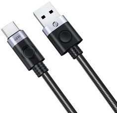 Кабель интерфейсный Orico ORICO-A2C-10-BK-BP USB-A 3.0(m)/USB-C(m), 480 Мбит/с, PD 66 Вт, 1 м, черный/серебристый