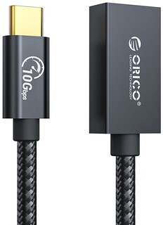 Кабель интерфейсный Orico ORICO-CAF31-10-BK-BP USB Type-C(m)/Type-A(f), USB3.1 Gen2, 10 Гбит/с, 60 Вт, 0,3 м, черный