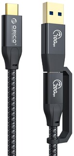 Кабель интерфейсный Orico ORICO-ACC32-03-BK-BP USB Type-C(m)/Type-C(m)/Type-A(m), 10 - 20 Гбит/с, 0,3 м, черный