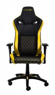 Кресло игровое KARNOX Legend желто-черное, экокожа, поясничная поддержка, нейлоновая крестовина, до 135кг, механизм качания