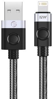 Кабель интерфейсный Orico ORICO-A2L-10-BK-BP USB-A 3.0(m)/Lightning(m), 480 Мбит/с, 27 Вт, 1 м, черный/серебристый