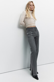 брюки джинсовые женские Джинсы прямые вареные с разрезами снизу Befree
